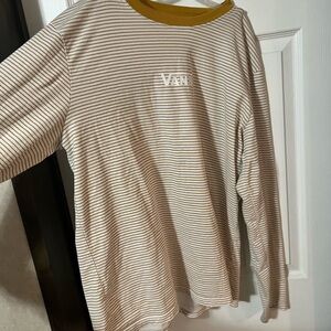 Vans Mustard Yellow and White Long Sleeve Tee